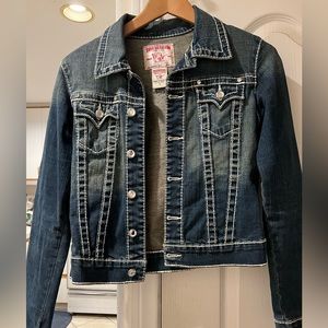 True Religion Small Jean jacket. Studded with crystals.